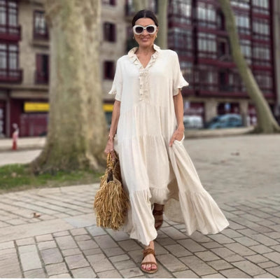 Plus Size Women's Fashion Casual Polo Collar Dress - PULSE MART