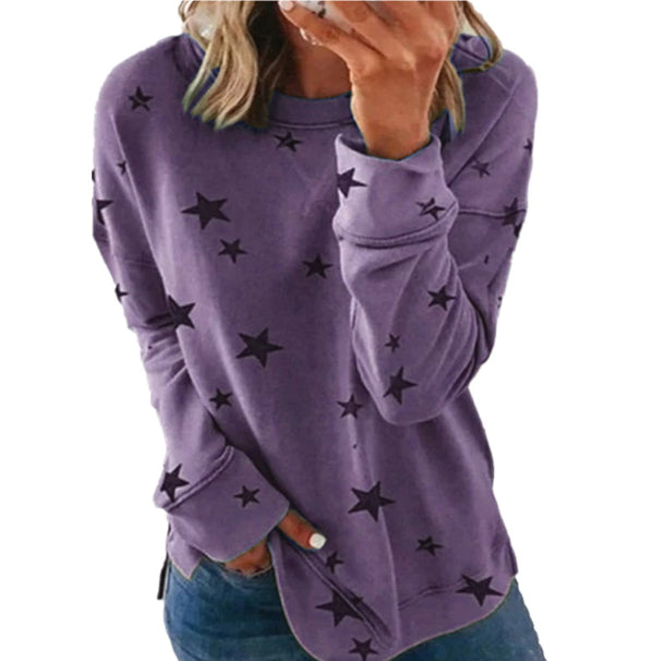 Star print stitching T-shirt fashion top women - PULSE MART