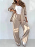 2 Pcs Set Women Suit Coat Pants Suit Lapel Long Sleeves Lady Jacket Wide Leg High Waist Trousers Female Commuting Office Outfit - PULSE MART