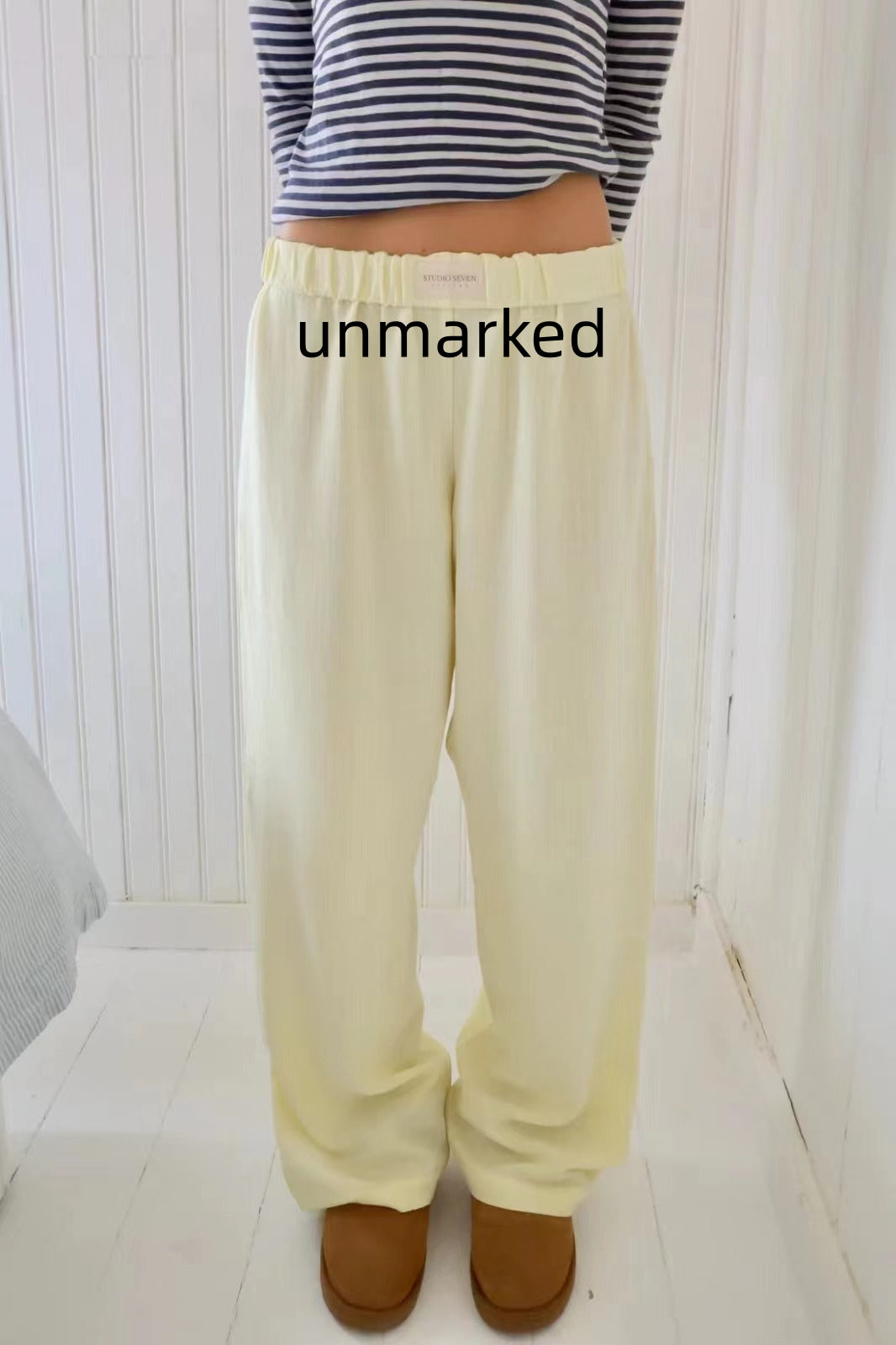 Fashion Y2K Striped Straight Trousers Summer Elastic High Waist Wide Leg Pants For Women - PULSE MART