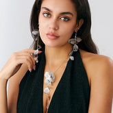 Gold Leaf Choker Necklace For Women,Trendy Boho Black Ginkgo Leaves Long Tassel Necklace, Aesthetic Beachy Party Jewelry Accessories Gifts - PULSE MART