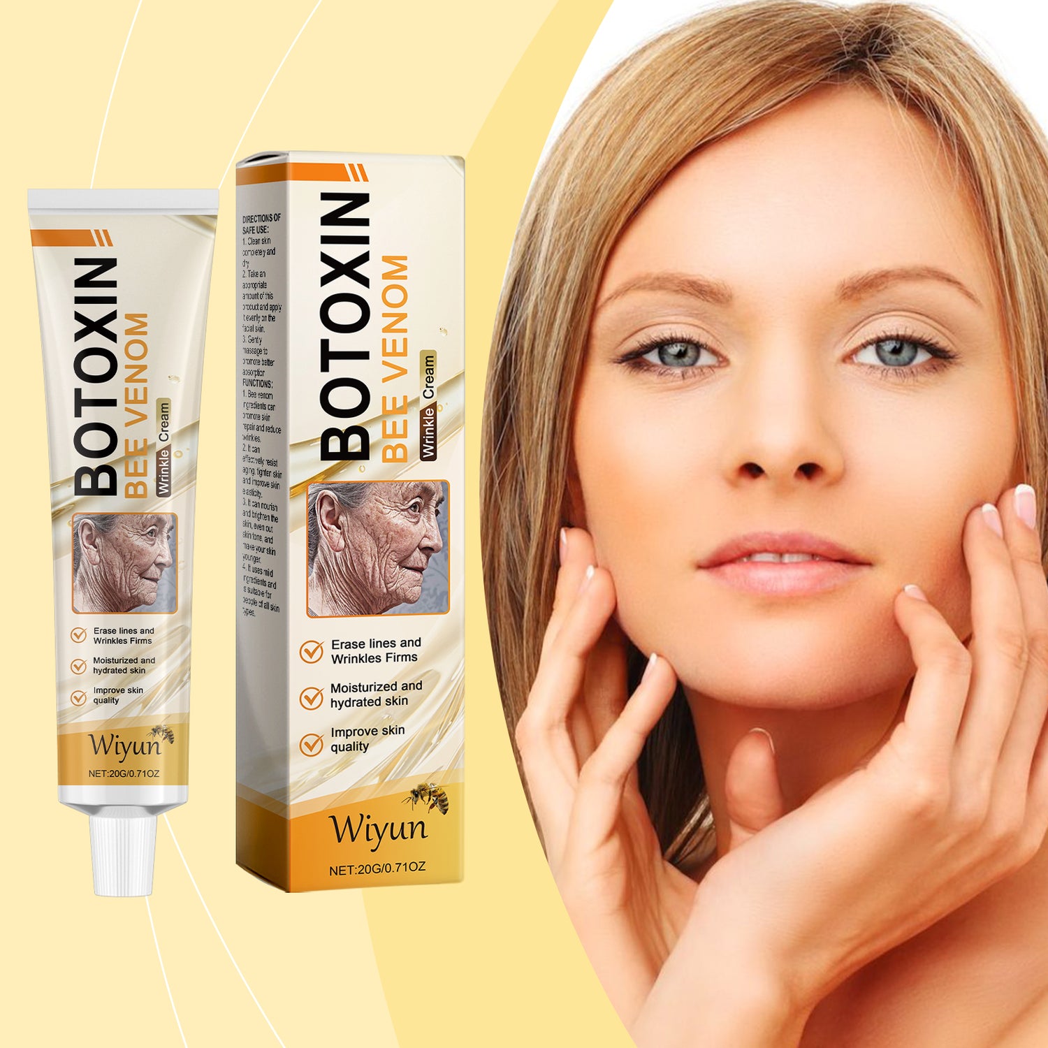Wiyun Bee Venom Skin Care Cream, Gentle Nourishing Care Facial Skin Moisturizing Hydrating Tender Skin Care Cream - PULSE MART