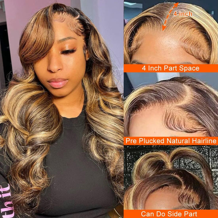P4 27 13x4 Lace Front Wig Human Hair Body Wave Density - PULSE MART
