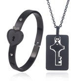 Fashion Jewelry Titanium Steel Couple Love Lock, Bracelet, Key Set, Necklace - PULSE MART
