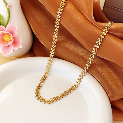 Simulation Gold Hollow Flowers Leaves Watch Chain - PULSE MART