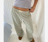Fashion Y2K Striped Straight Trousers Summer Elastic High Waist Wide Leg Pants For Women - PULSE MART