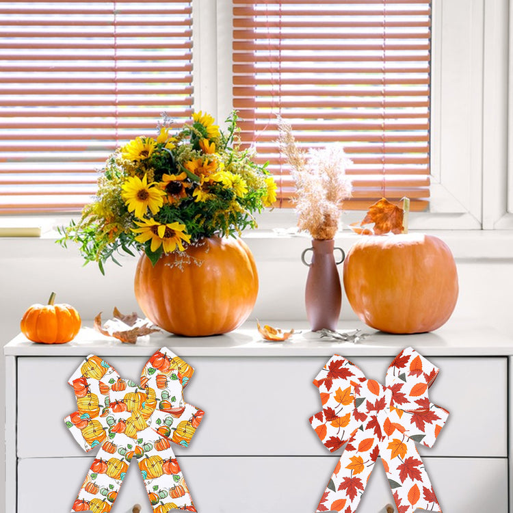 4Rolls 20Yards Thanksgiving Ribbons Autumn Wired Edge Ribbon Fall Themed Decorative Ribbon Pumpkin Maple Leaf Truck Grosgrain Ribbon For Thanksgiving Autumn Fall Party DIY Crafting Supplies - PULSE MART