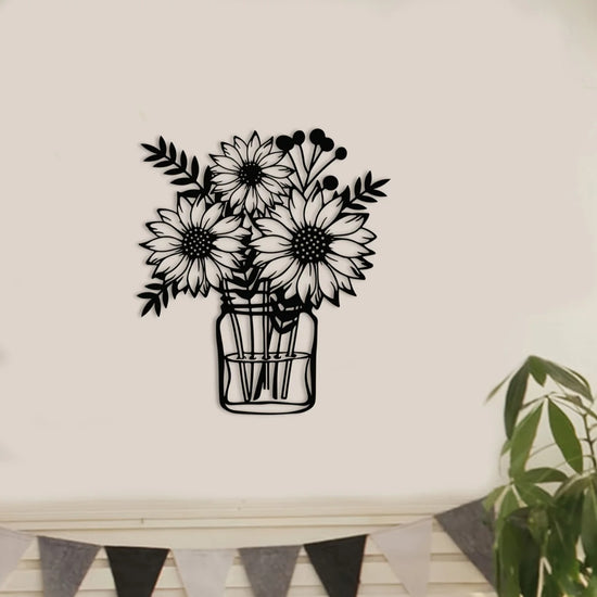 Vintage Sunflower Metal Wall Art - Handcrafted Iron Wall Sculpture - PULSE MART