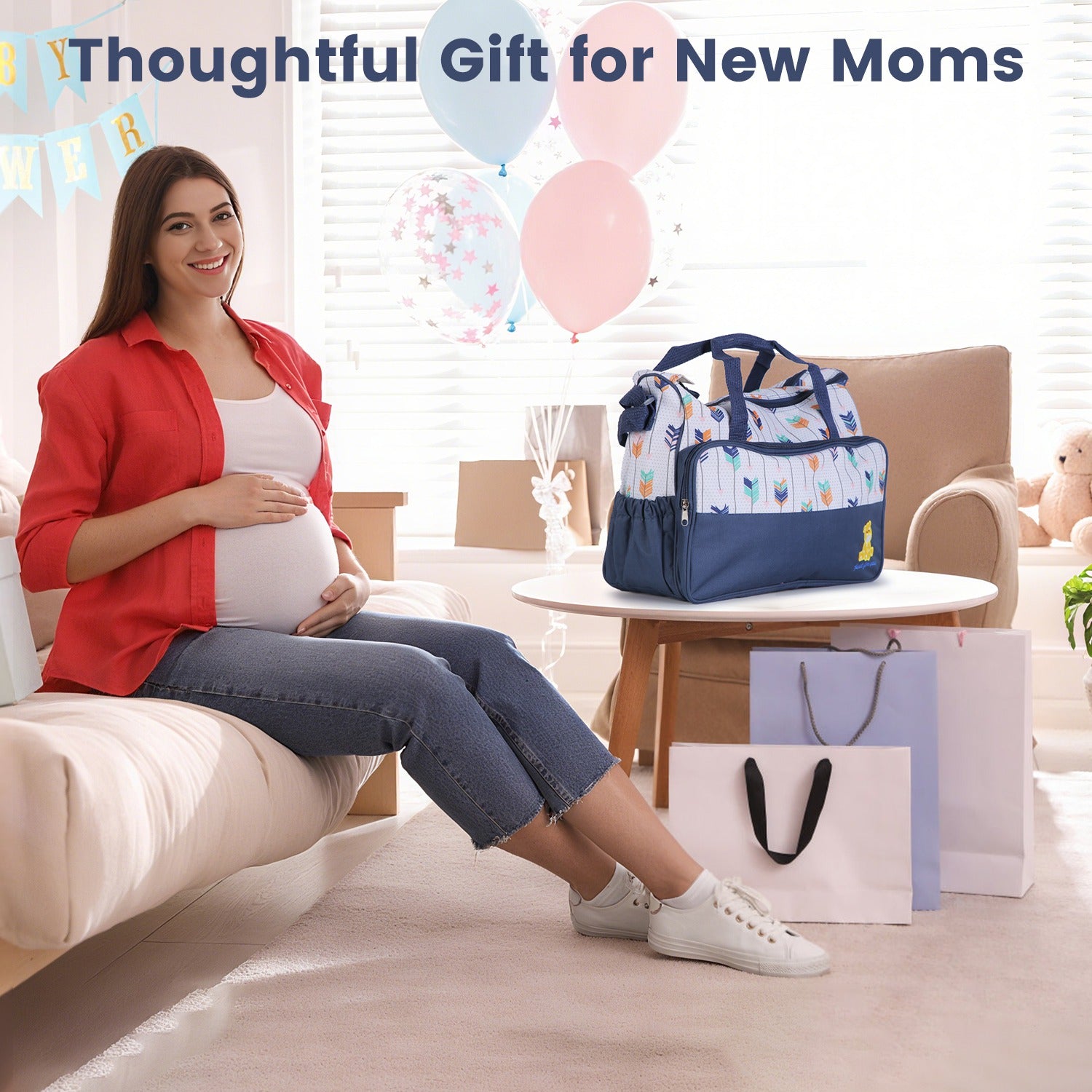 5Pcs Baby Nappy Diaper Bags Set Mummy Diaper Handbags With Diaper Pad Food Bag Bottle Bag Travel Tote Bags For Mom Dad - PULSE MART