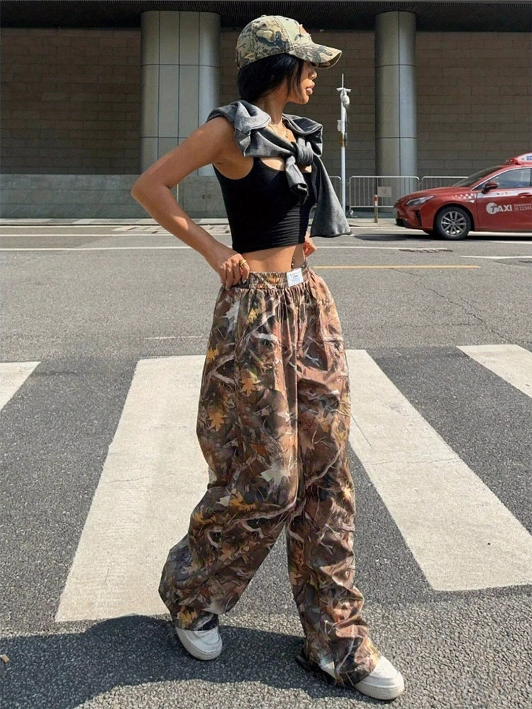 Slimming Casual Pants Hip Hop Retro Street Multi-pocket Camouflage Cargo Pants For Women Y2k Hip-hop Cargo Grunge Baggy Trousers - PULSE MART