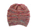 Mixed Color Knitted Wool Hat Ladies Non-labeled Ponytail Hat - PULSE MART