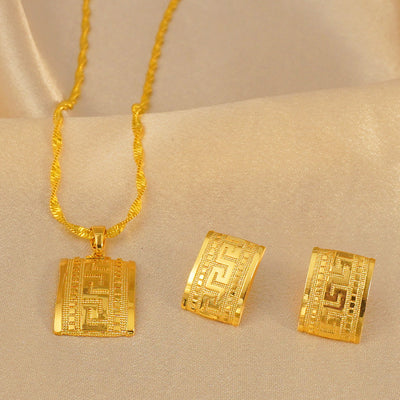Square Design Pendant Earrings Love Jewelry - PULSE MART