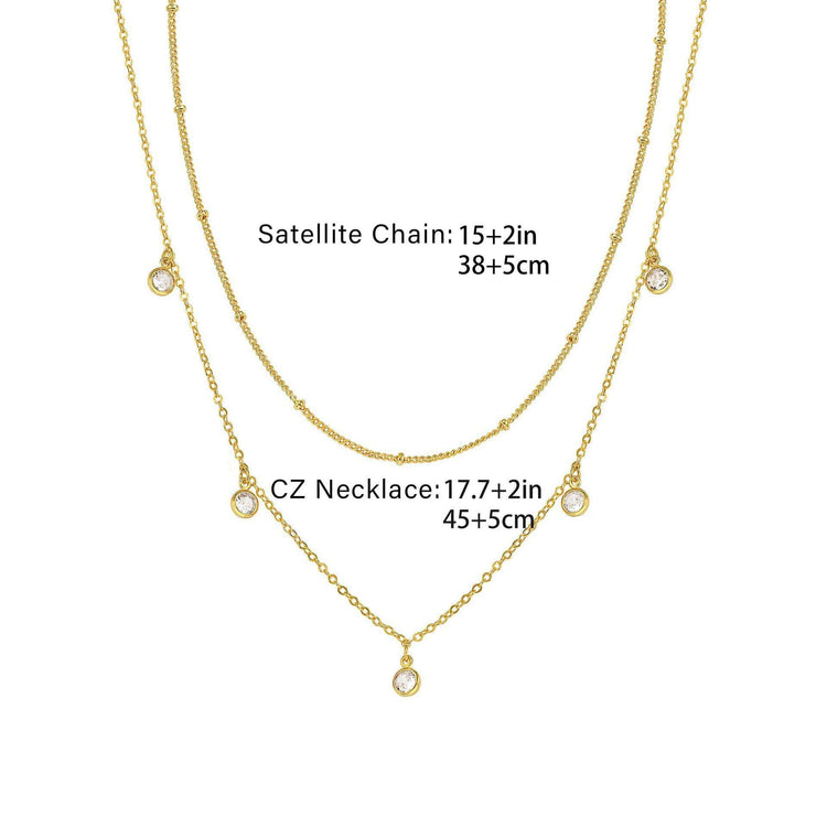Waterdrop Chain Necklace,COLORFUL BLING Dainty Necklace Sideways Pendant Necklace For Women Gold Jewelry - PULSE MART