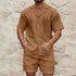 Men Tracksuits Summer Fashion Solid Loose Casual Two Pieces Lapel Button Shirt Shorts Beach Holiday All-match Outfits Male - PULSE MART