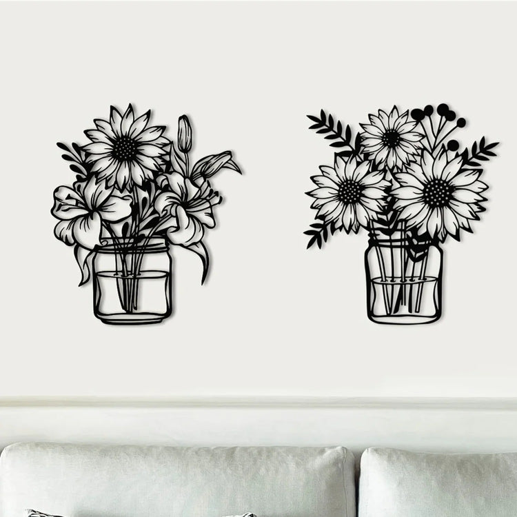 Vintage Sunflower Metal Wall Art - Handcrafted Iron Wall Sculpture - PULSE MART