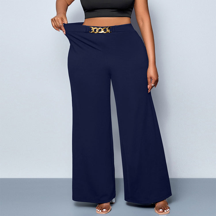 Summer Plus Size Metal Buckle Trousers For Women - PULSE MART