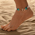 Fashion Vacation Style Alloy Double Heart Bead Turquoise Double Elastic Anklet - PULSE MART