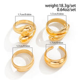 A Set Of 4 Elegant And Minimalist Golden Rings, Adjustable Open Rings For Women, Featuring A MultiLayer Spiral And Teardrop Geometric Design, Suitable For All Seasons - PULSE MART