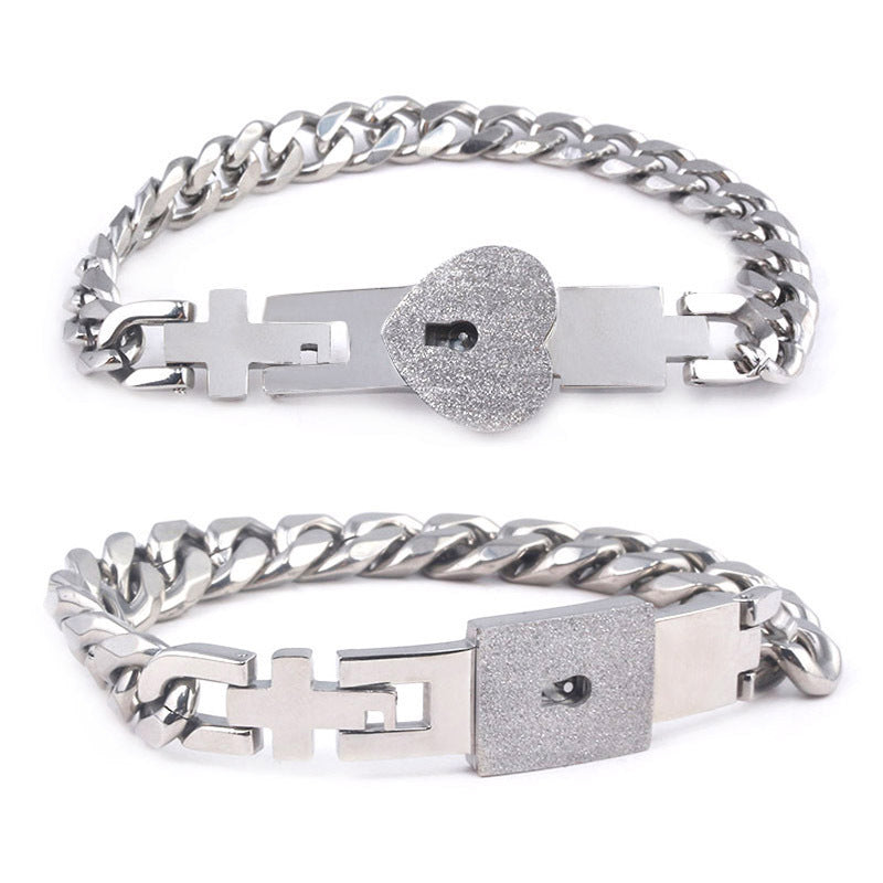 Fashion Jewelry Titanium Steel Couple Love Lock, Bracelet, Key Set, Necklace - PULSE MART