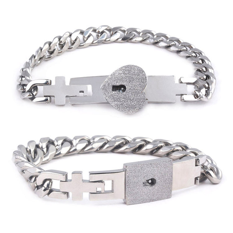 Fashion Jewelry Titanium Steel Couple Love Lock, Bracelet, Key Set, Necklace - PULSE MART