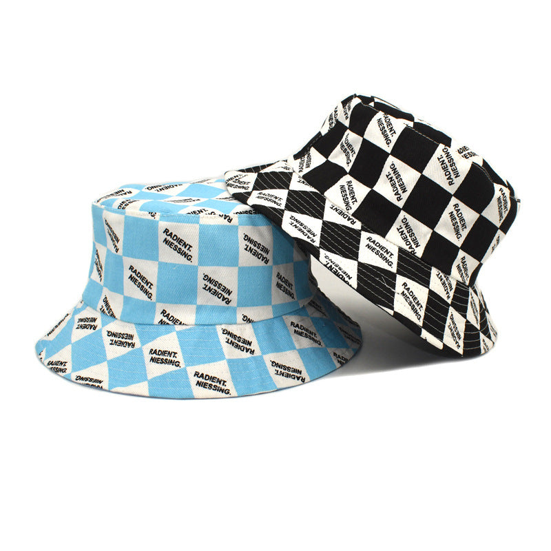 Letter Plaid Bucket Hat Women&