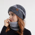 2pcs Knitted Hat Suit With Scarf Winter Two-color Hat And Thick Warm Earflaps Wool Scarf - PULSE MART