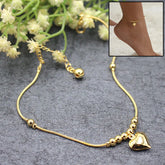 Gothic Gold Color Heart Pendant Anklet For Women Ball Beaded Anklet Vintage Chunky Jewelry - PULSE MART