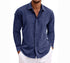 Long Sleeve T-shirt Undershirt Solid Color Long Sleeve Cotton Linen Shirt Men - PULSE MART