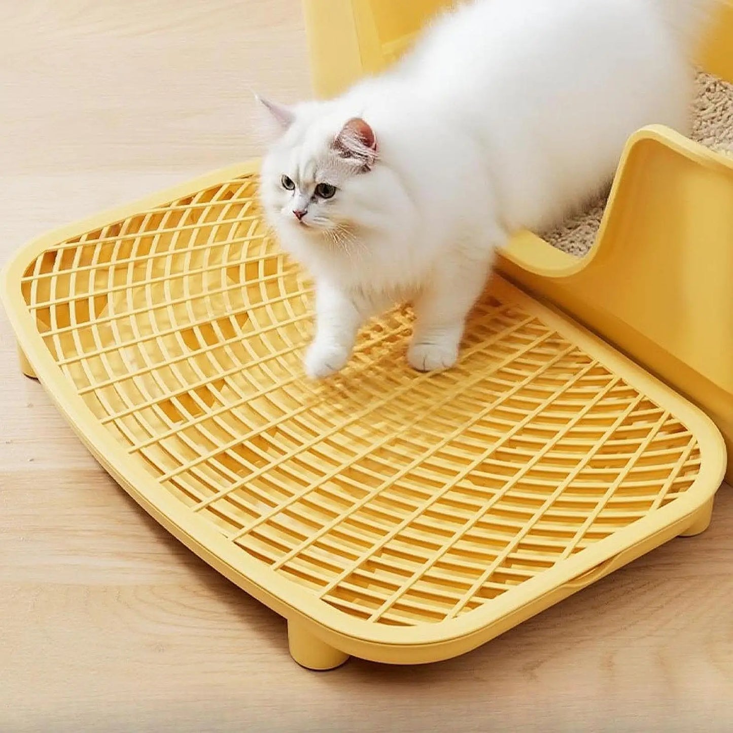 Cat Litter Ramp – Plastic Litter Box Step with Anti-Tracking Footboard for Cats & Kittens