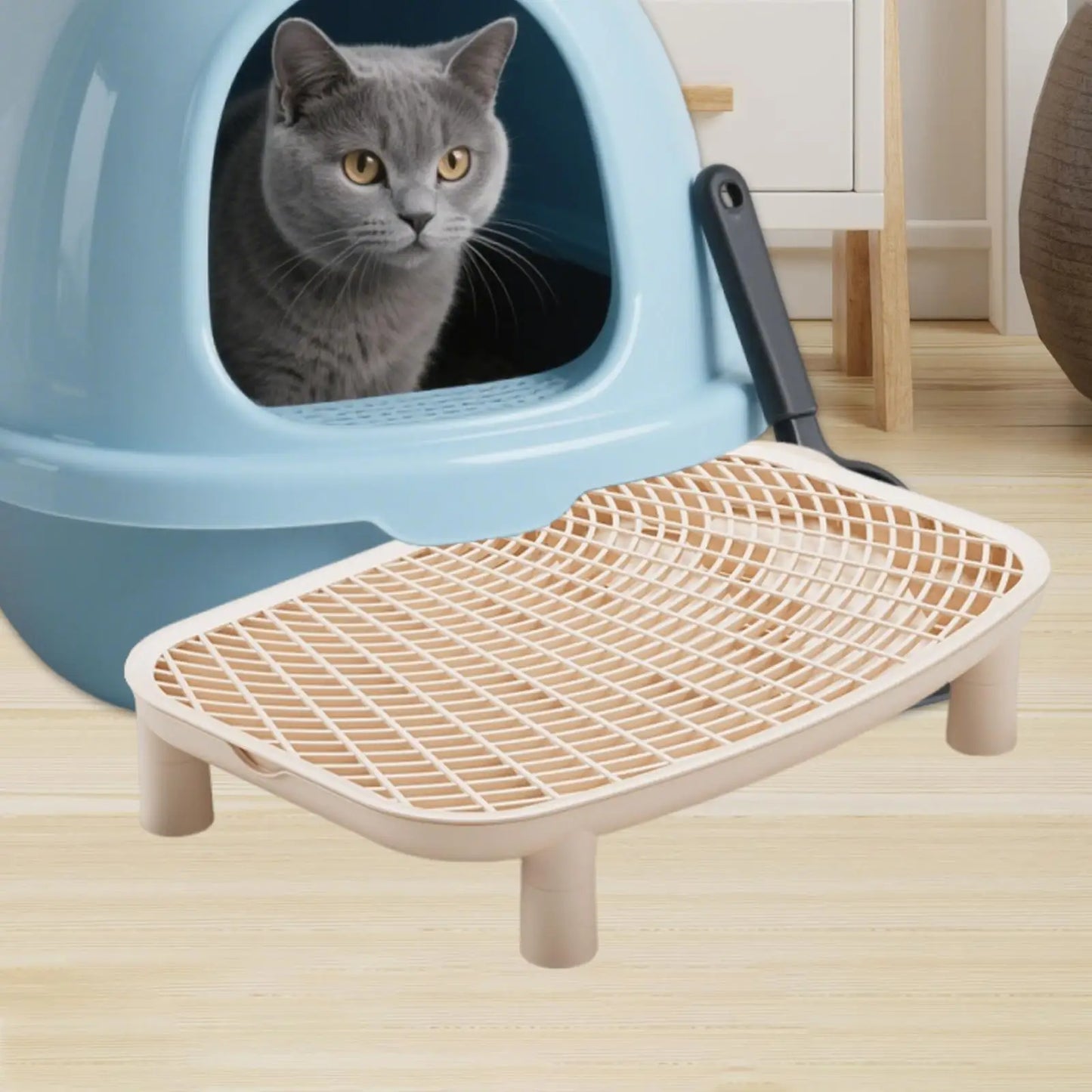 Cat Litter Ramp – Plastic Litter Box Step with Anti-Tracking Footboard for Cats & Kittens