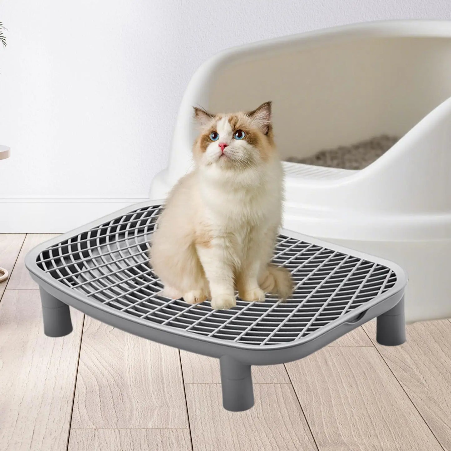 Cat Litter Ramp – Plastic Litter Box Step with Anti-Tracking Footboard for Cats & Kittens