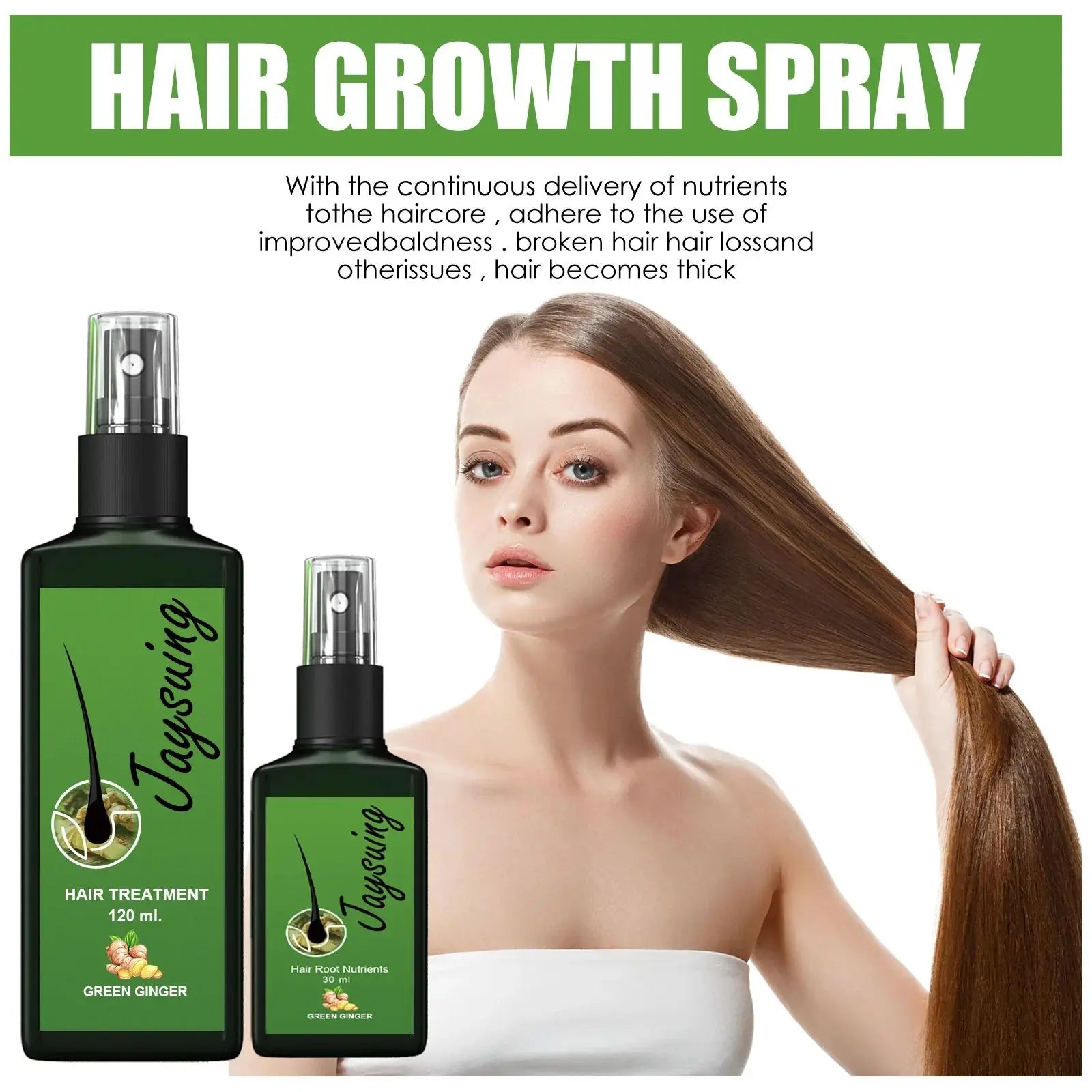 Ginger Hair Growth Spray - Scalp Massage Treatment for Nourished Roots, Fast Growth, and Anti-Hair Loss - PULSE MART