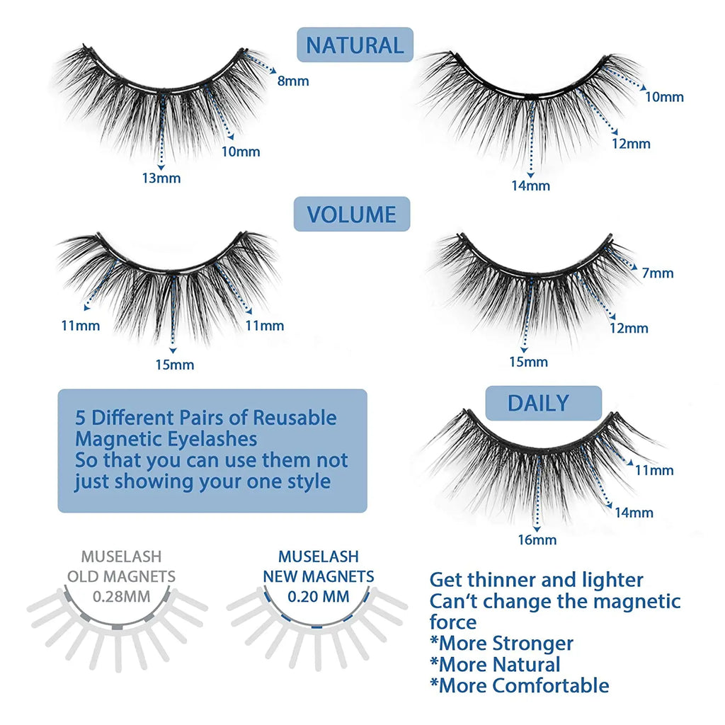 3D Magnetic Eyelashes with Eyeliner Kit – 5 Pairs Reusable Natural Look Lashes - PULSE MART