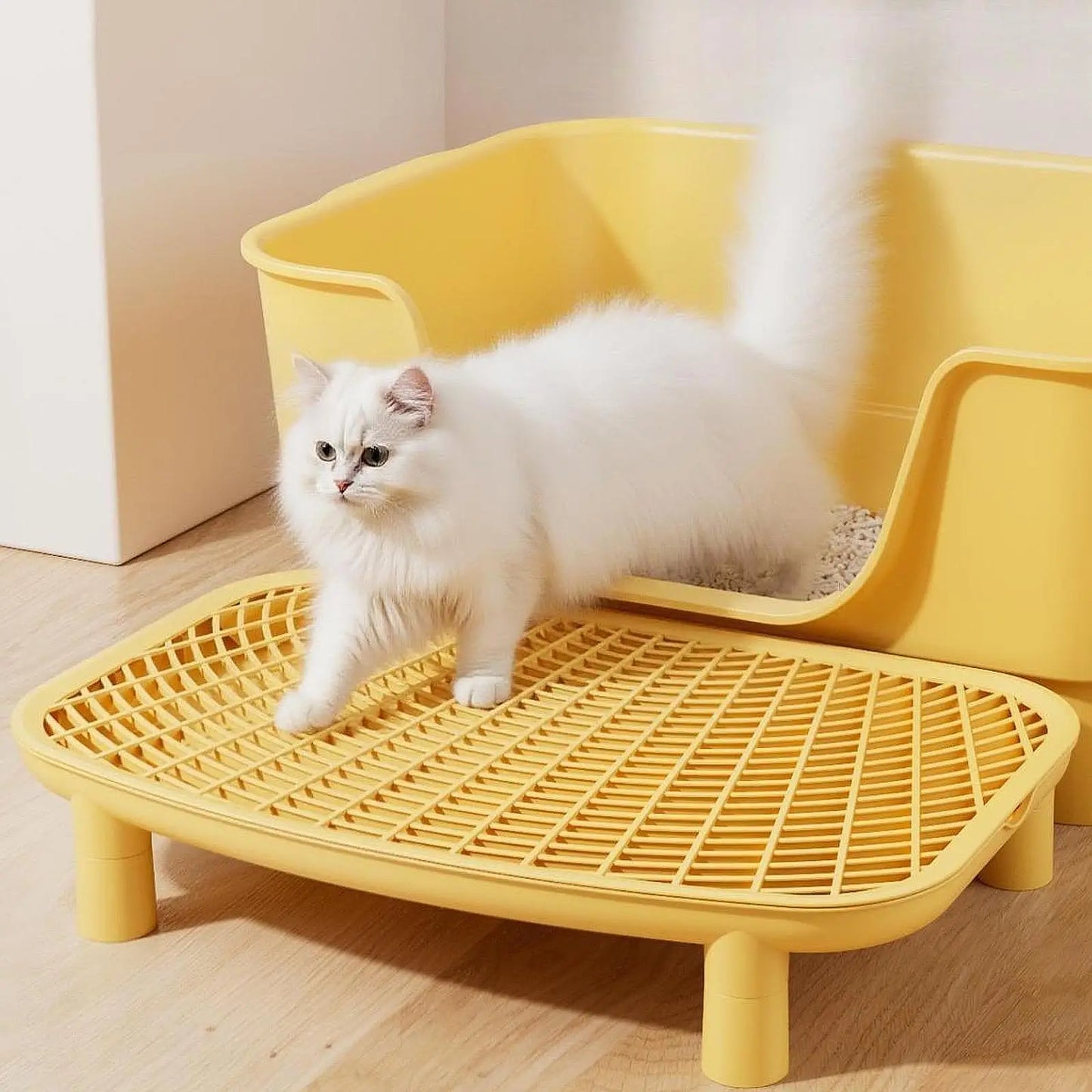 Cat Litter Ramp – Plastic Litter Box Step with Anti-Tracking Footboard for Cats & Kittens