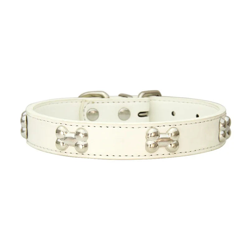 Genuine Bone Leather Dog Collar - Durable Neckband for Small & Large Pets
