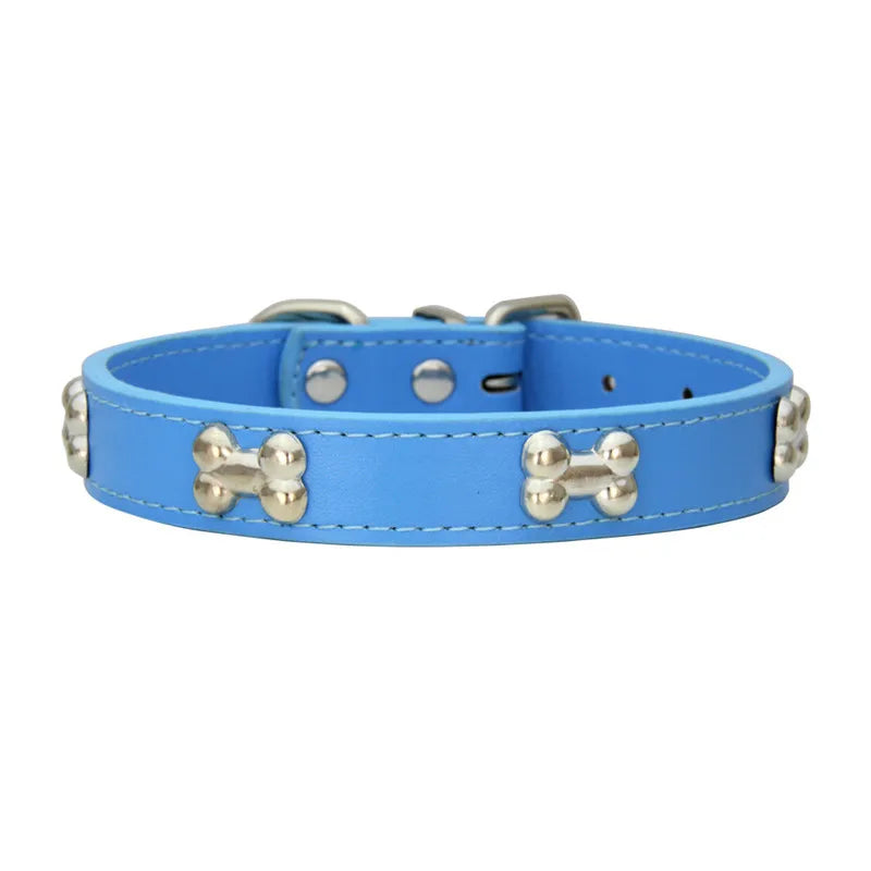 Genuine Bone Leather Dog Collar - Durable Neckband for Small & Large Pets