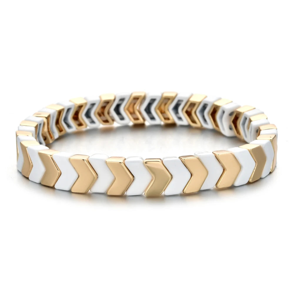 Bohemian Bracelet Handmade Friendship Braided Stackable Enamel Rainbow