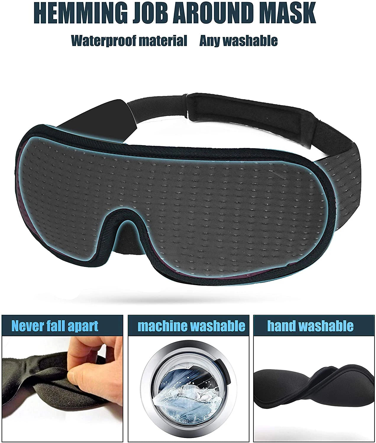 3D Padded Sleep Mask – Light Blocking Soft Eye Mask & Blindfold for Rest - PULSE MART
