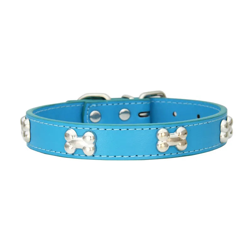 Genuine Bone Leather Dog Collar - Durable Neckband for Small & Large Pets