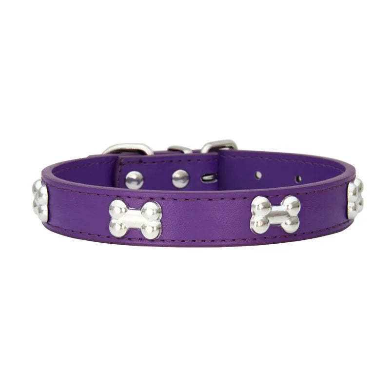 Genuine Bone Leather Dog Collar - Durable Neckband for Small & Large Pets