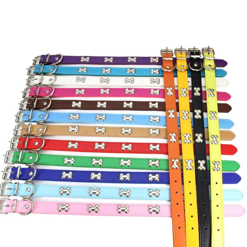 Genuine Bone Leather Dog Collar - Durable Neckband for Small & Large Pets