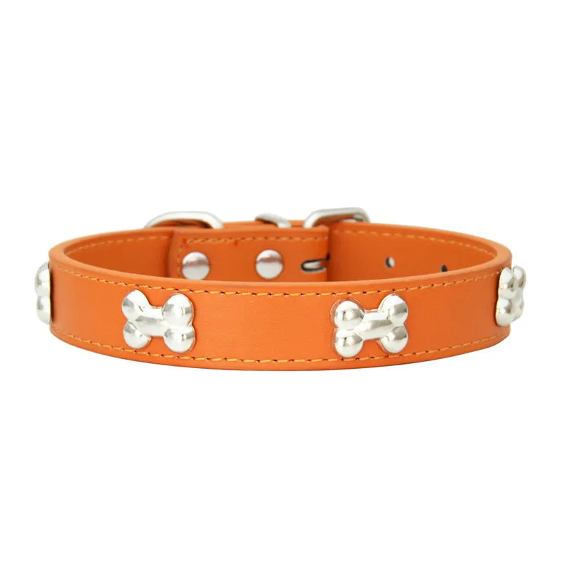 Genuine Bone Leather Dog Collar - Durable Neckband for Small & Large Pets