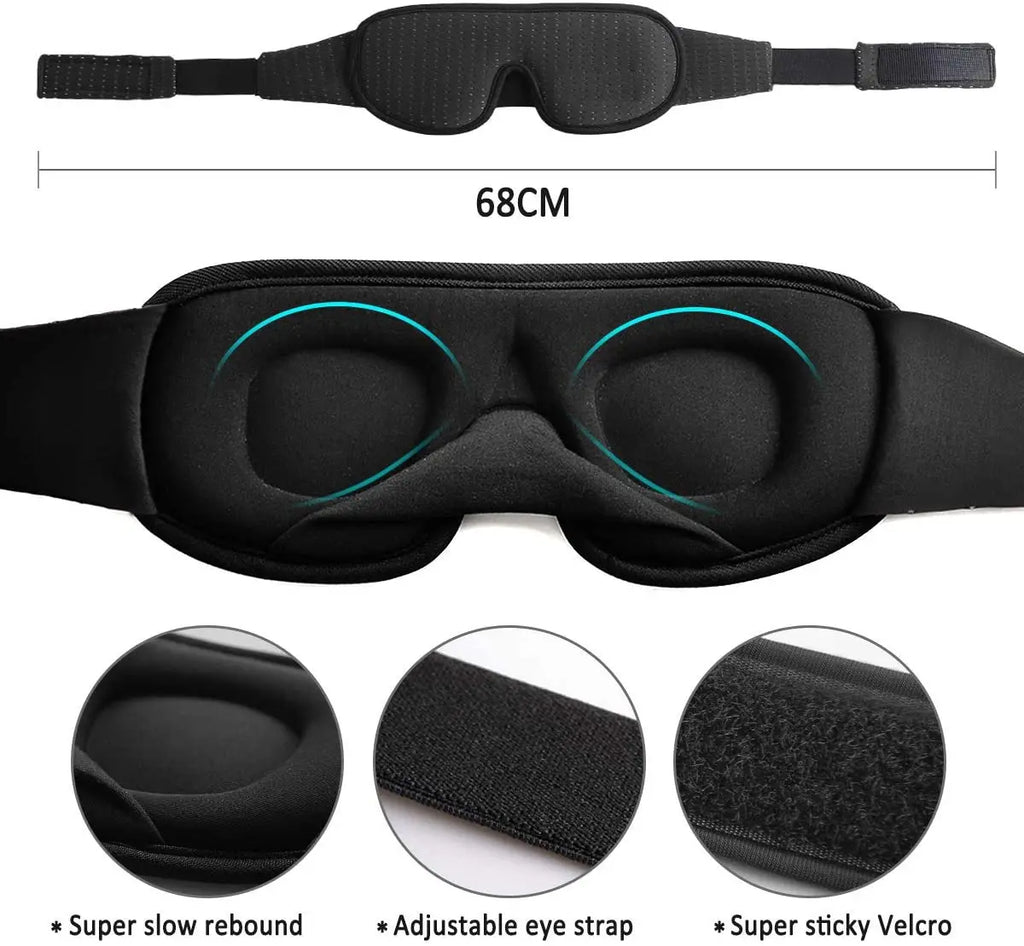 3D Padded Sleep Mask – Light Blocking Soft Eye Mask & Blindfold for Rest - PULSE MART