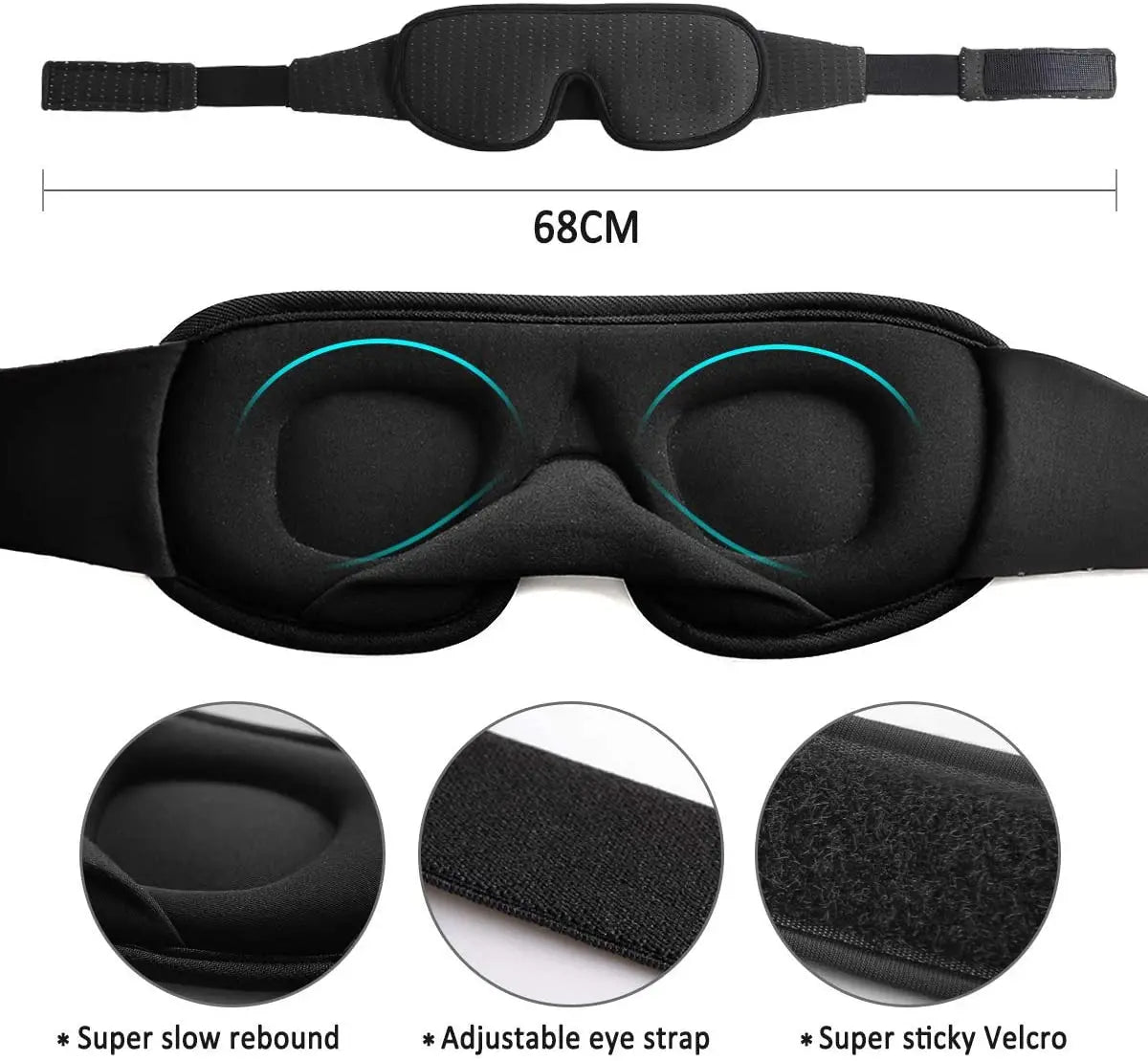 3D Padded Sleep Mask – Light Blocking Soft Eye Mask & Blindfold for Rest - PULSE MART