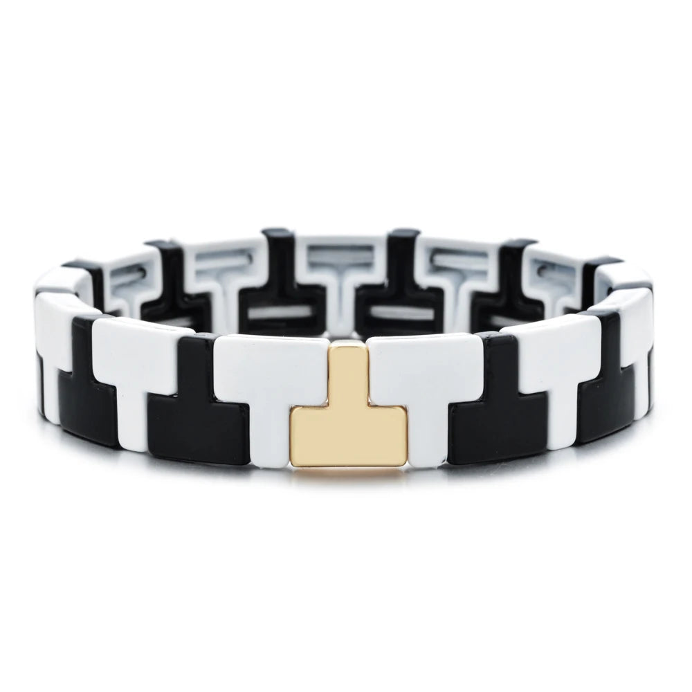 Bohemian Bracelet Handmade Friendship Braided Stackable Enamel Rainbow