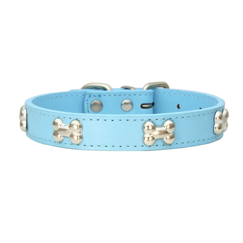 Genuine Bone Leather Dog Collar - Durable Neckband for Small & Large Pets