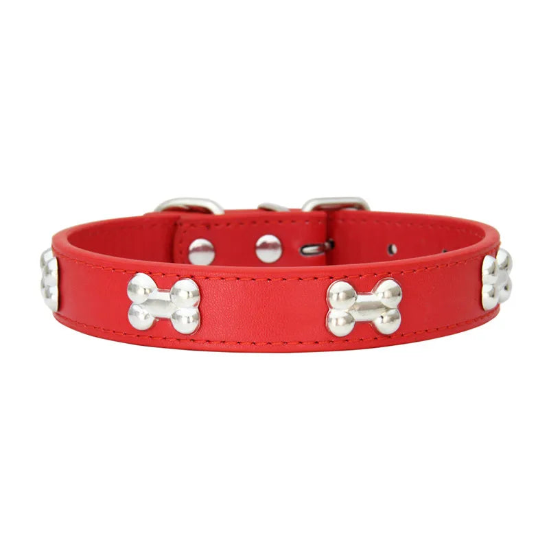 Genuine Bone Leather Dog Collar - Durable Neckband for Small & Large Pets