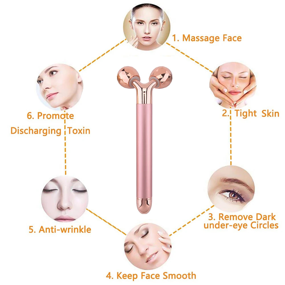 Electric Roller Beauty Bar – Vibrating Facial Massager for Face Lifting, Anti-Wrinkle &amp; Skin Tightening Tool - PULSE MART