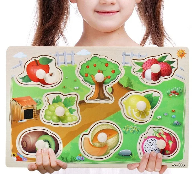 Baby Toys Montessori Wooden Puzzle Cartoon Vehicle Marine Animal Puzzle 12 Styles Board Set Educational Wooden Toy Child Gifts