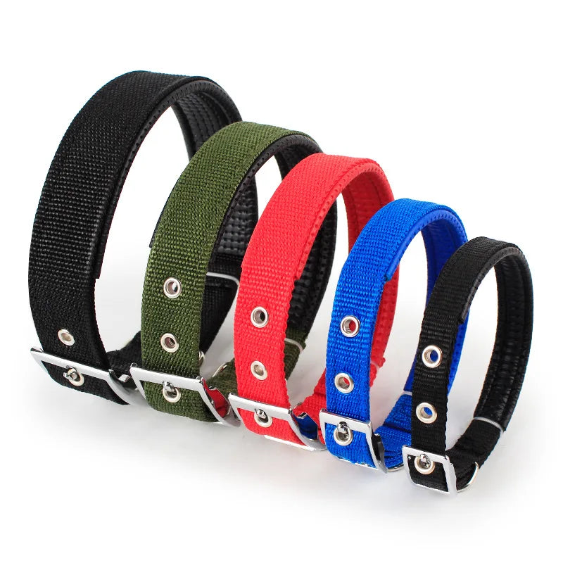 Solid Nylon Dog Collar: Heavy-Duty Adjustable Neckband for All Breeds